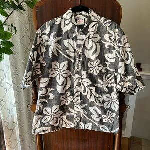 Go Barefoot Vintage Beach Palm Trees Made in the USA Hawaiian Shirt Men's Medium